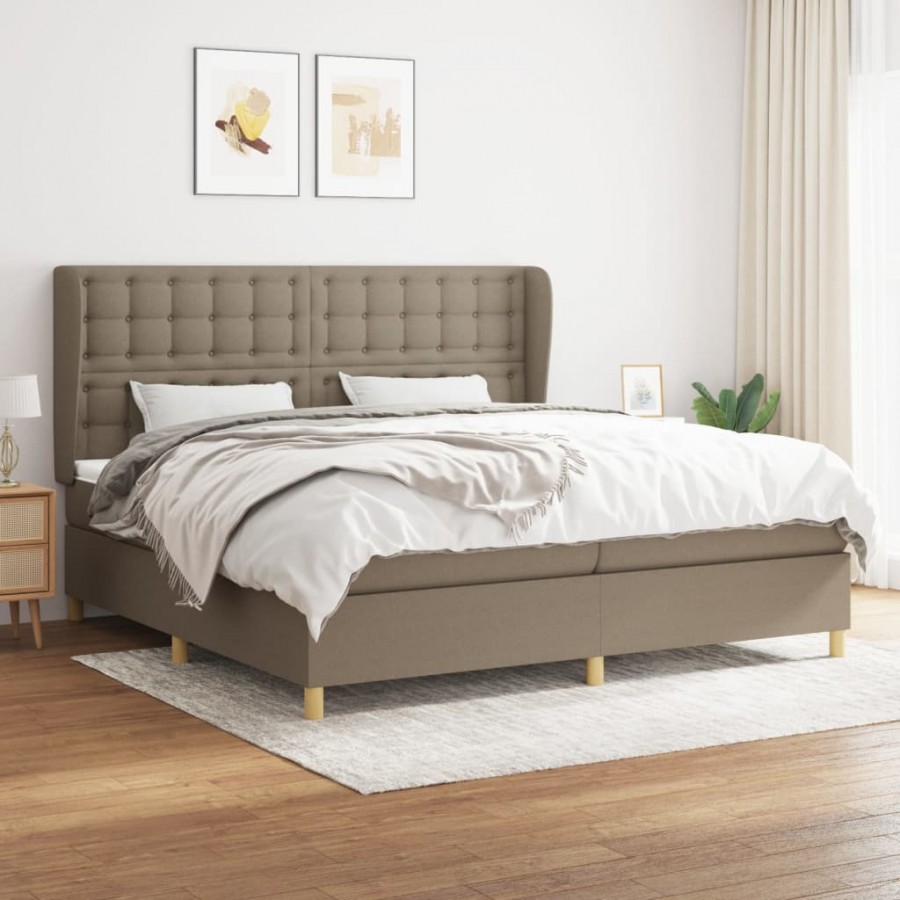 Cadre de lit avec matelas Taupe 200x200 cm Tissu