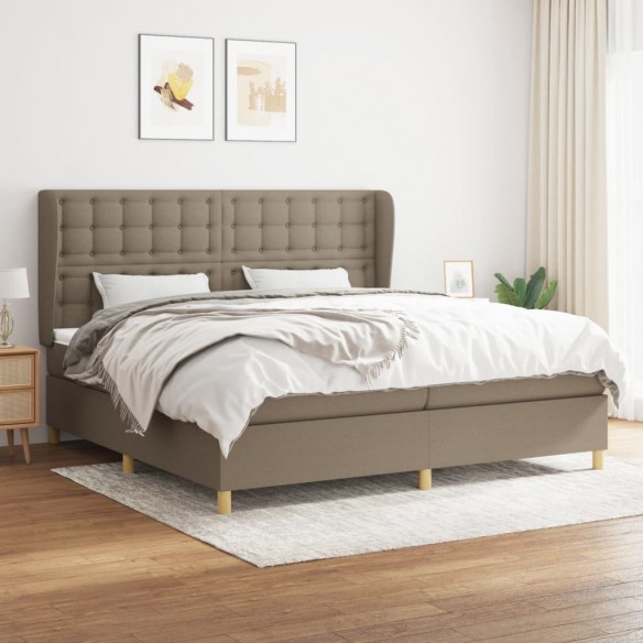 Cadre de lit avec matelas Taupe 200x200 cm Tissu