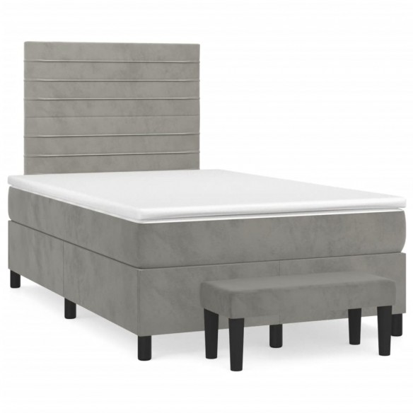 Cadre de lit et matelas gris clair 120x190cm velours