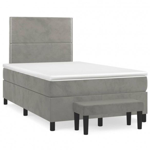 Cadre de lit et matelas gris clair 120x190cm velours