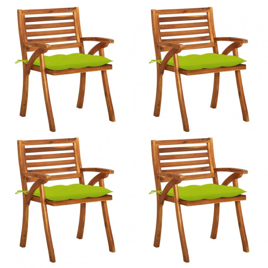 Chaises de jardin avec coussins 4 pcs Bois de teck solide