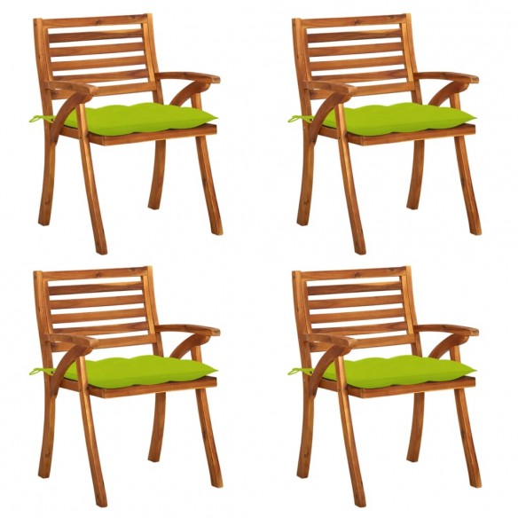 Chaises de jardin avec coussins 4 pcs Bois de teck solide