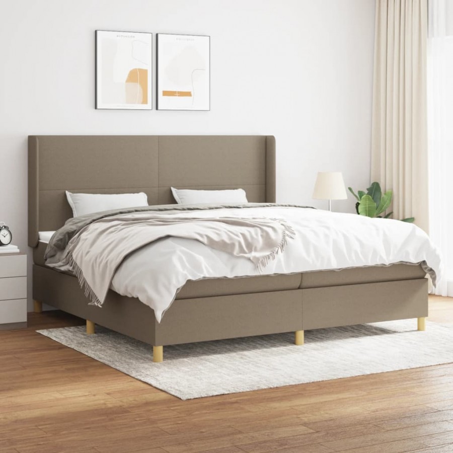 Cadre de lit avec matelas Taupe 200x200 cm Tissu