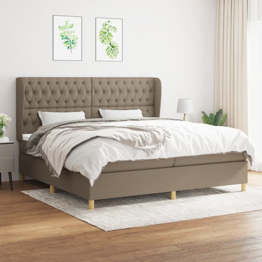 Cadre de lit avec matelas Taupe 200x200 cm Tissu