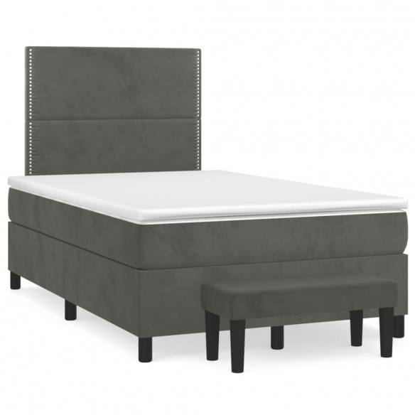 Cadre de lit et matelas gris foncé 120x190cm velours