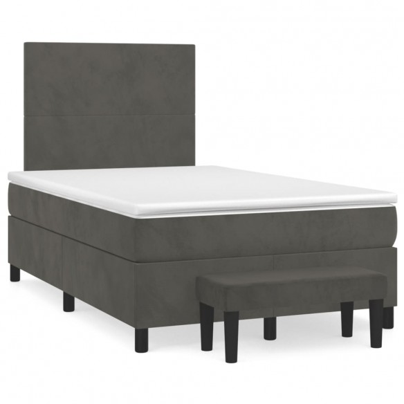 Cadre de lit et matelas gris foncé 120x190cm velours