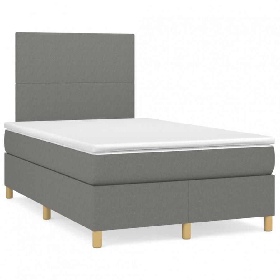 Cadre de lit avec matelas gris foncé 120x190cm tissu