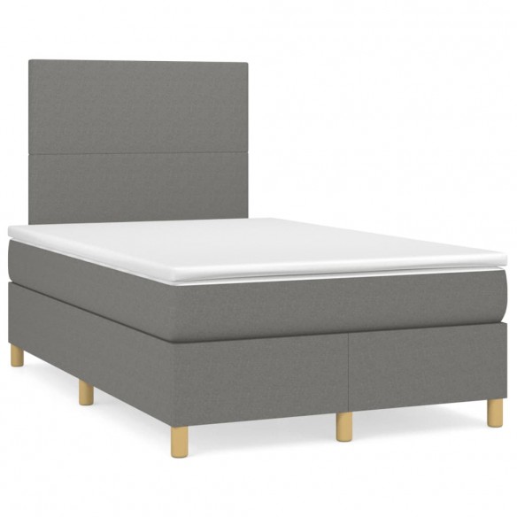 Cadre de lit avec matelas gris foncé 120x190cm tissu