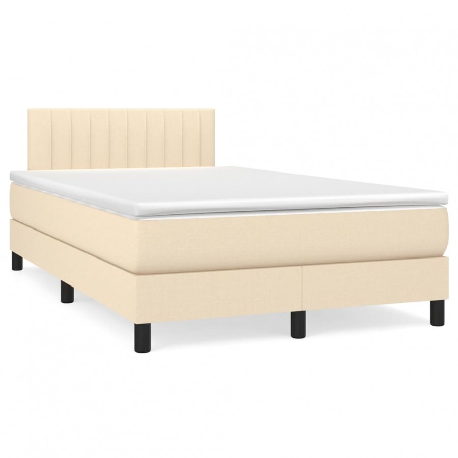 Cadre de lit matelas et LED crème 120x190 cm tissu