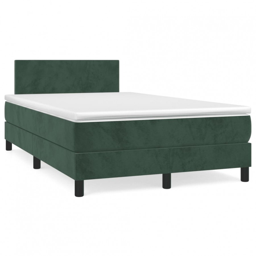 Cadre de lit avec matelas vert foncé 120x190 cm