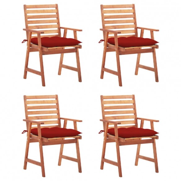 Chaises à dîner d'extérieur 4 pcs avec coussins Acacia massif