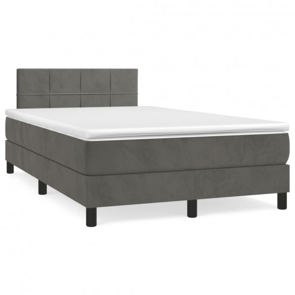 Cadre de lit et matelas gris foncé 120x190cm velours