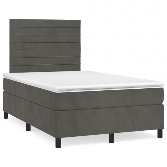 Cadre de lit et matelas gris foncé 120x190cm velours