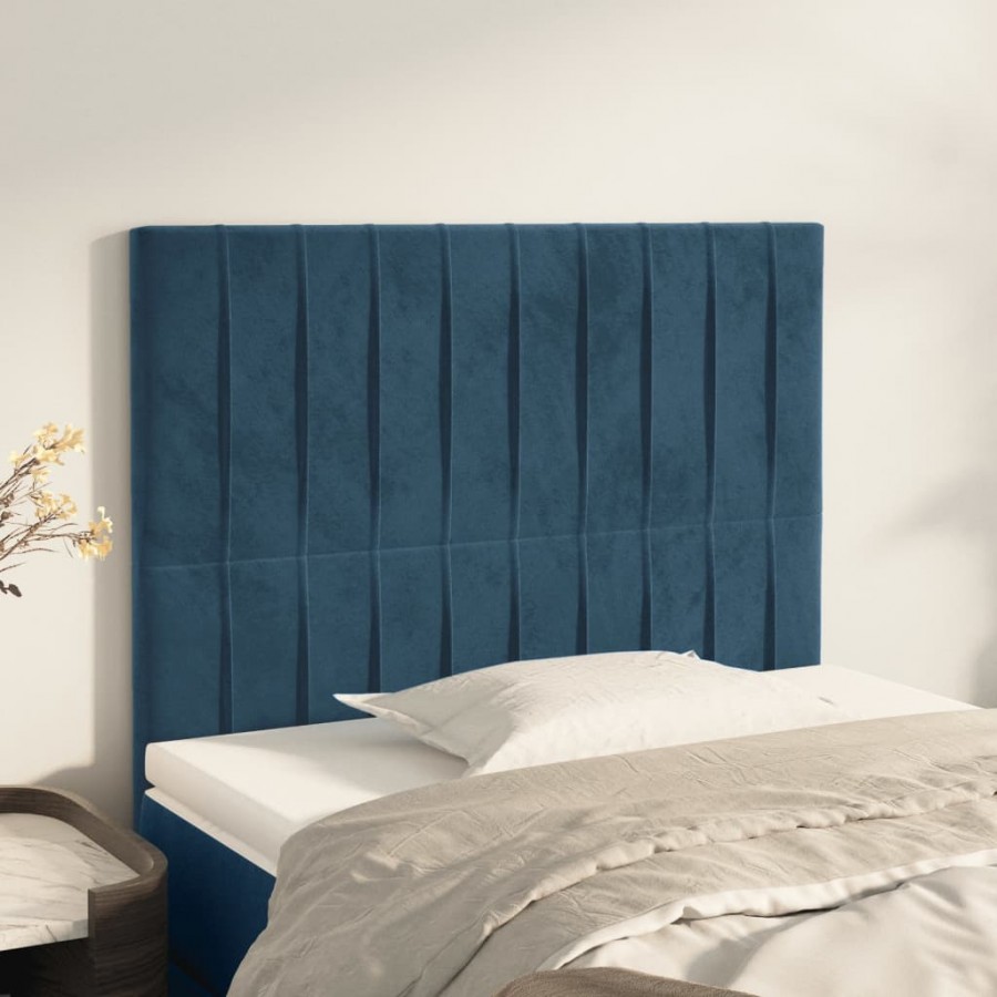 Têtes de lit 2 pcs Bleu foncé 90x5x78/88 cm Velours