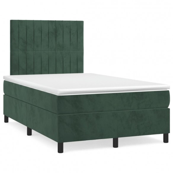 Cadre de lit avec matelas vert foncé 120x190 cm