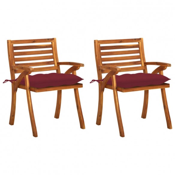 Chaises à dîner de jardin avec coussins 2 pcs Acacia massif