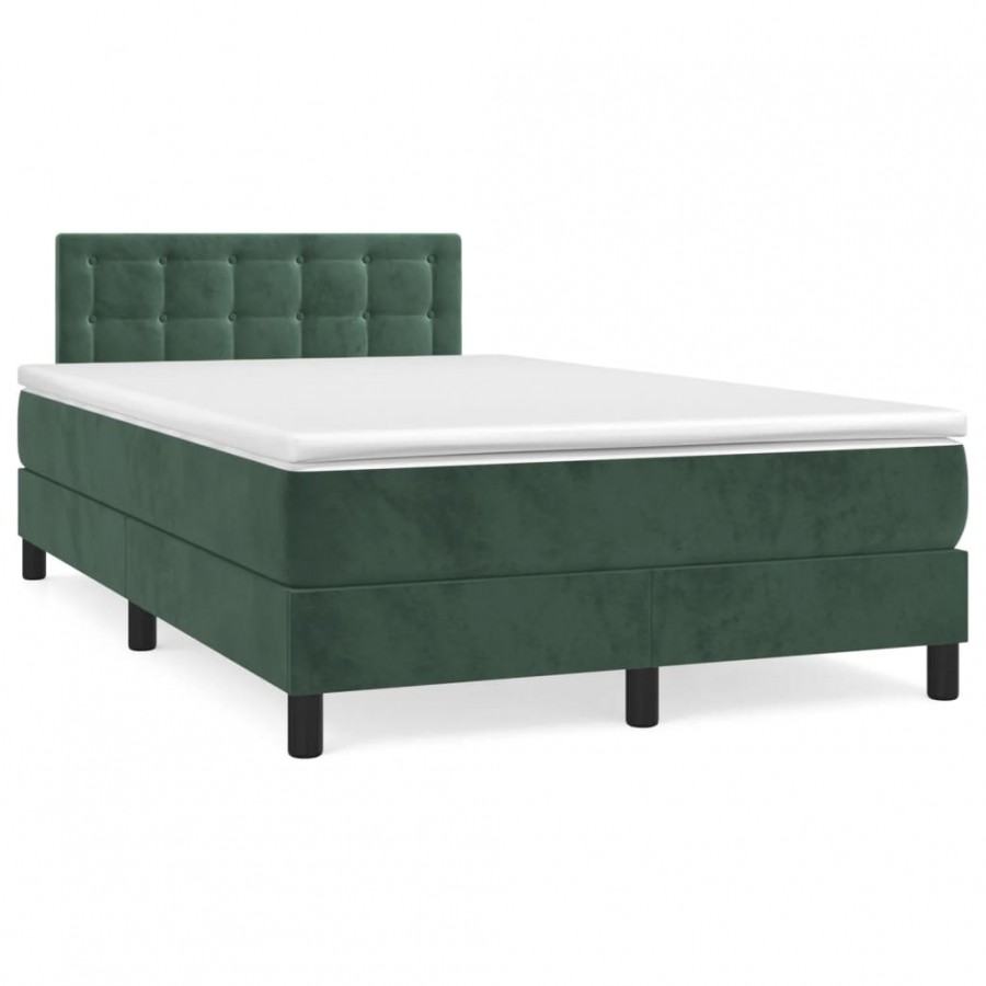 Cadre de lit avec matelas LED vert foncé 120x190 cm