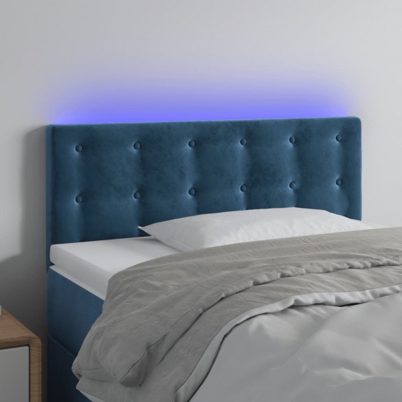 Tête de lit à LED Bleu foncé 100x5x78/88 cm Velours