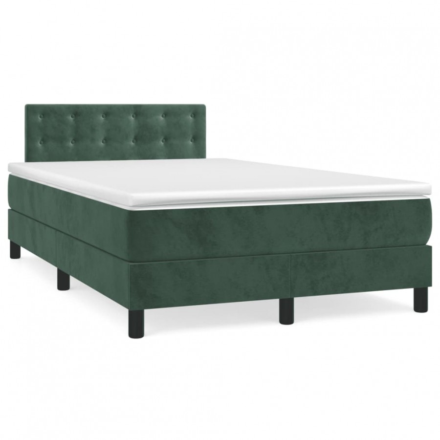 Cadre de lit avec matelas vert foncé 120x190 cm