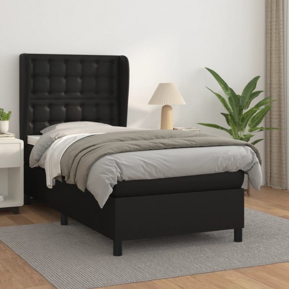 Cadre de lit avec matelas Noir 80x200cm Similicuir