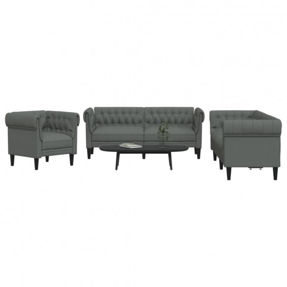 Ensemble de canapés 3 pcs gris foncé tissu