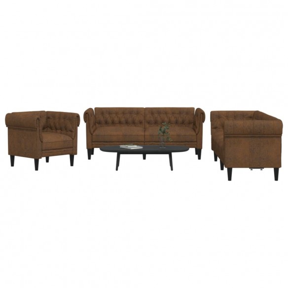 Ensemble de canapés 3 pcs marron tissu