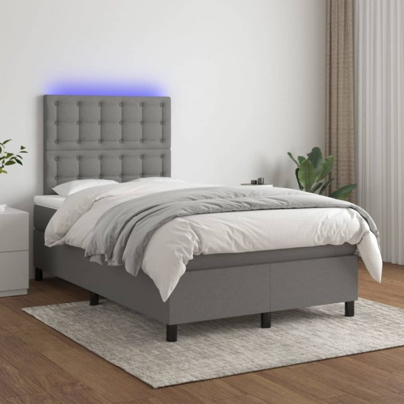 Cadre de lit et matelas et LED Gris foncé 120x200 cm