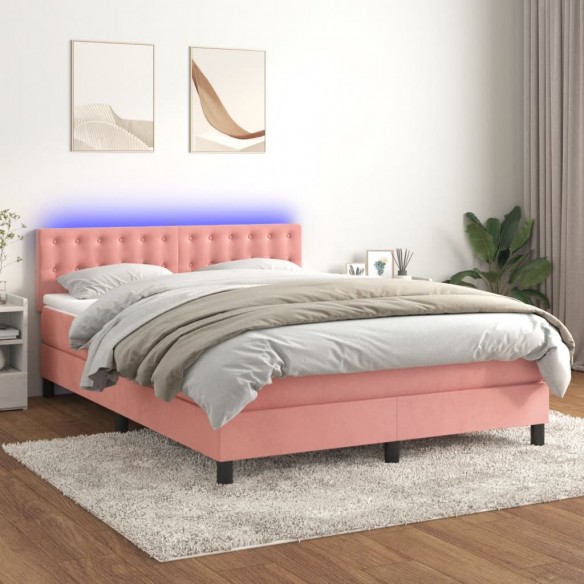 Cadre de lit avec matelas et LED Rose 140x200 cm