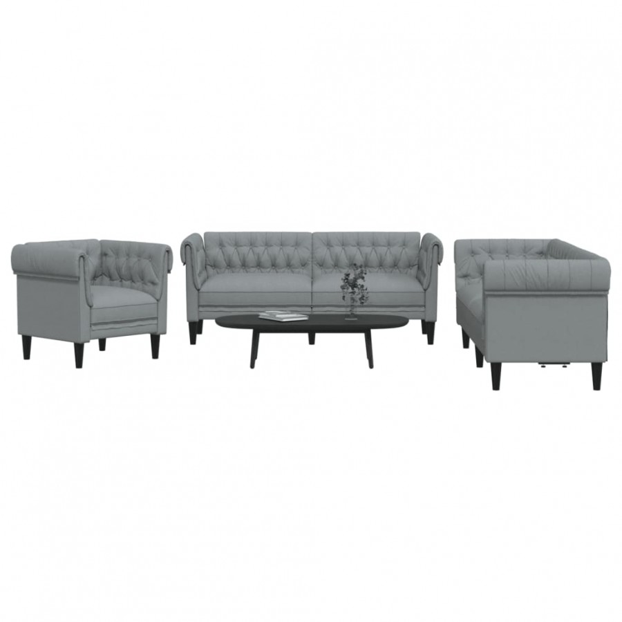 Ensemble de canapés 3 pcs gris clair tissu