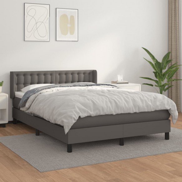 Cadre de lit avec matelas Gris 140x190 cm Similicuir