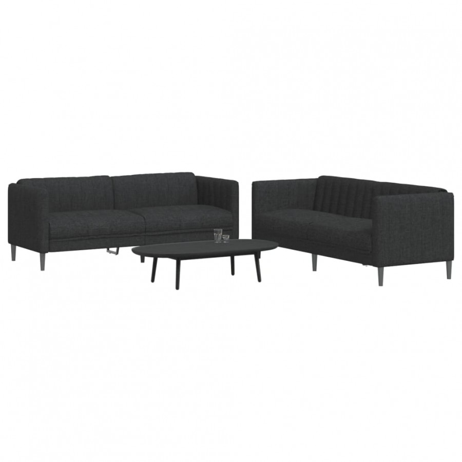 Ensemble de canapés 2 pcs noir tissu