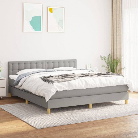 Cadre de lit avec matelas Gris clair 160x200cm Tissu