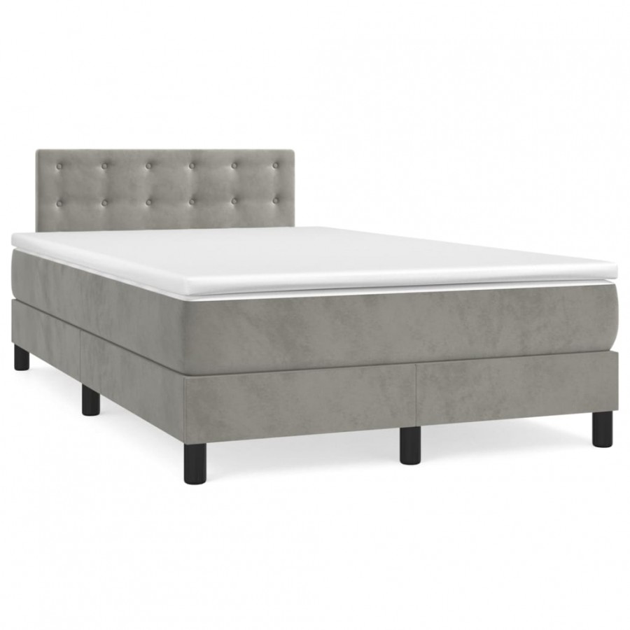 Cadre de lit et matelas gris clair 120x190cm velours