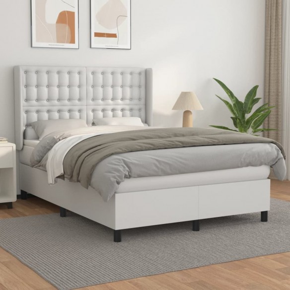 Cadre de lit avec matelas Blanc 140x190cm Similicuir