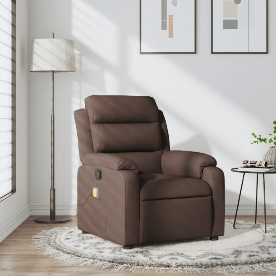 Fauteuil de massage inclinable Marron foncé Tissu