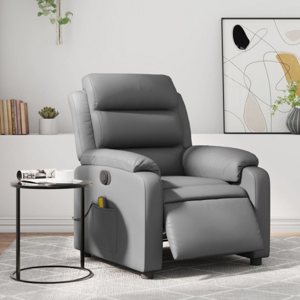 Fauteuil de massage inclinable électrique gris similicuir