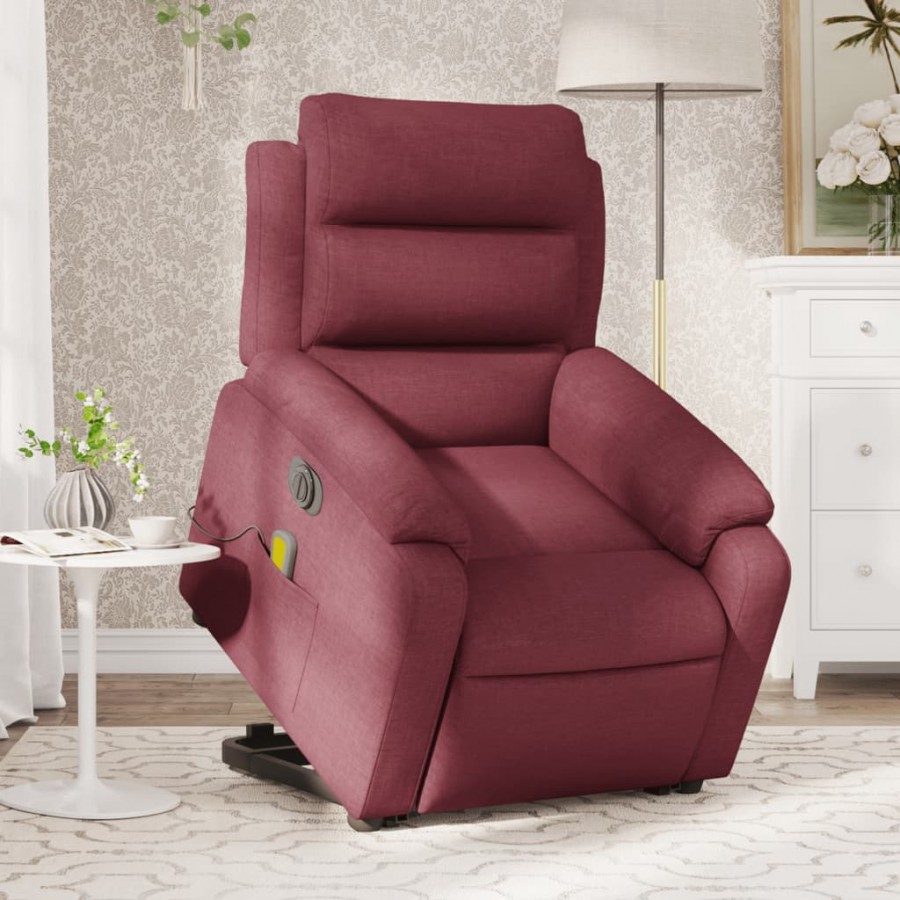 Fauteuil inclinable de massage électrique Rouge bordeaux Tissu