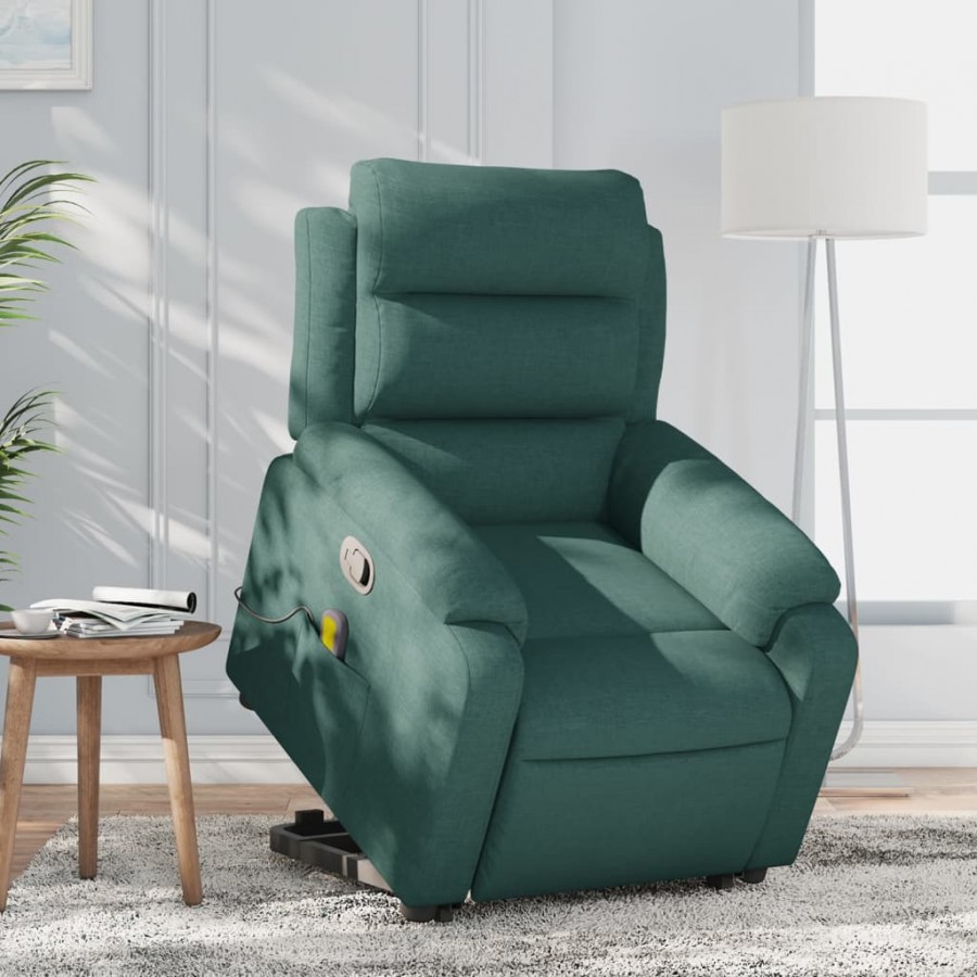 Fauteuil inclinable de massage Vert foncé Tissu