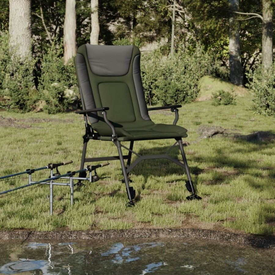 Chaise de pêche avec accoudoir pliable vert