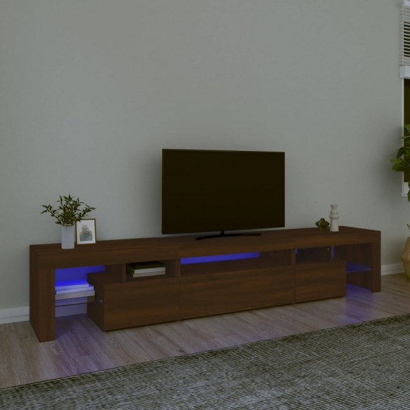 Meuble TV avec lumières LED Chêne marron 215x36,5x40 cm