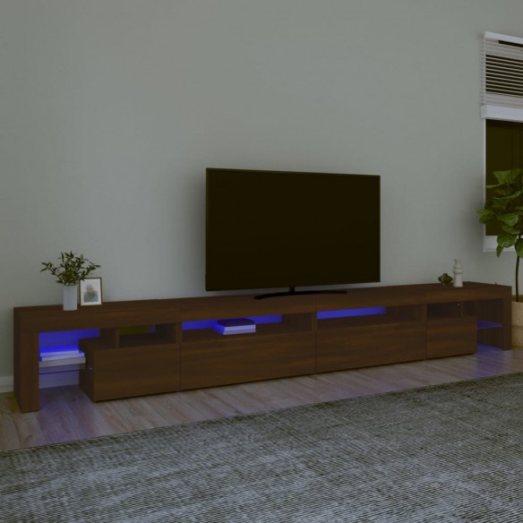 Meuble TV avec lumières LED Chêne marron 290x36,5x40 cm