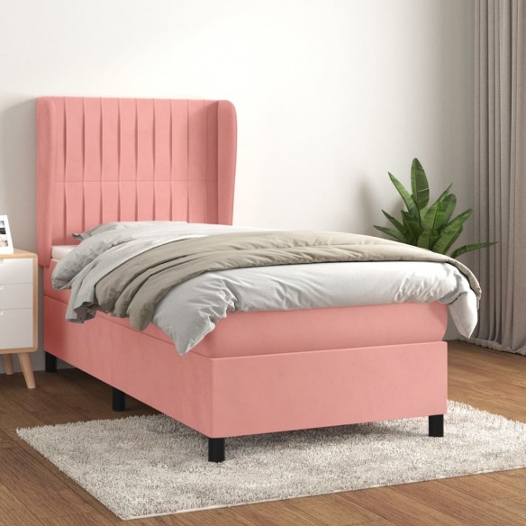 Cadre de lit et matelas Rose 80x200 cm Velours