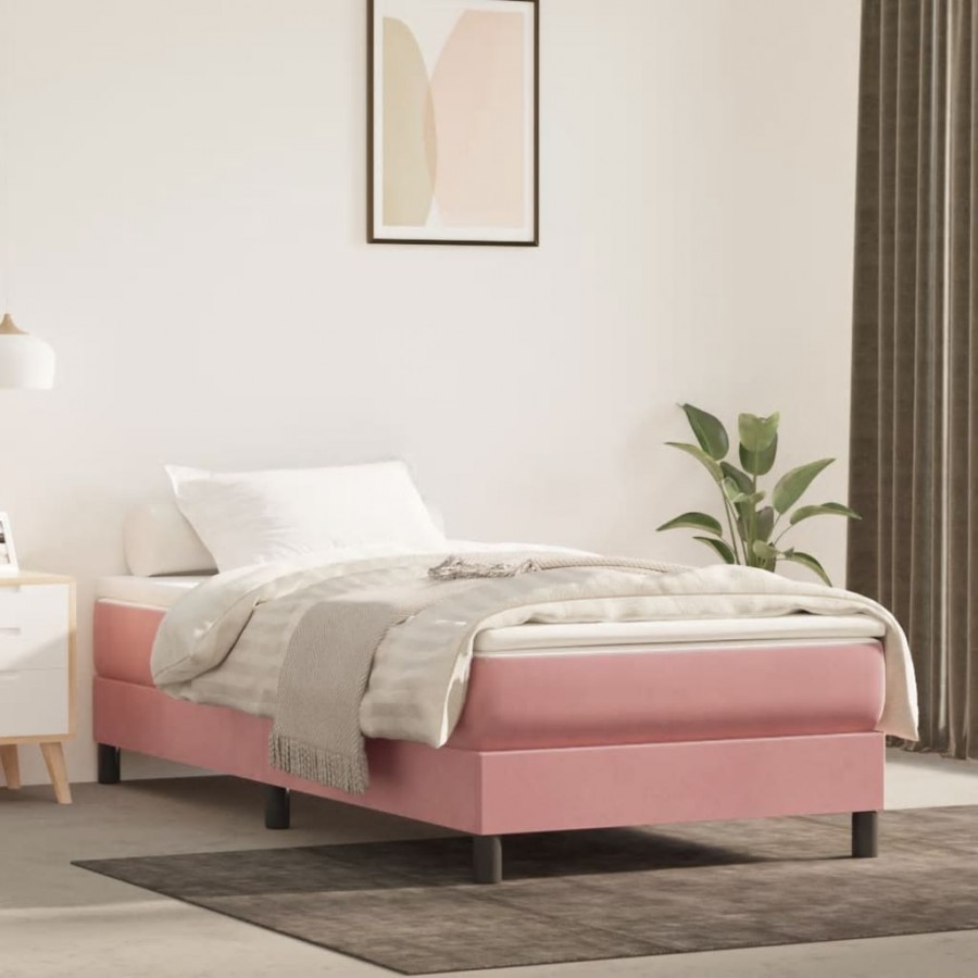 Cadre de lit et matelas Rose 80x200 cm Velours