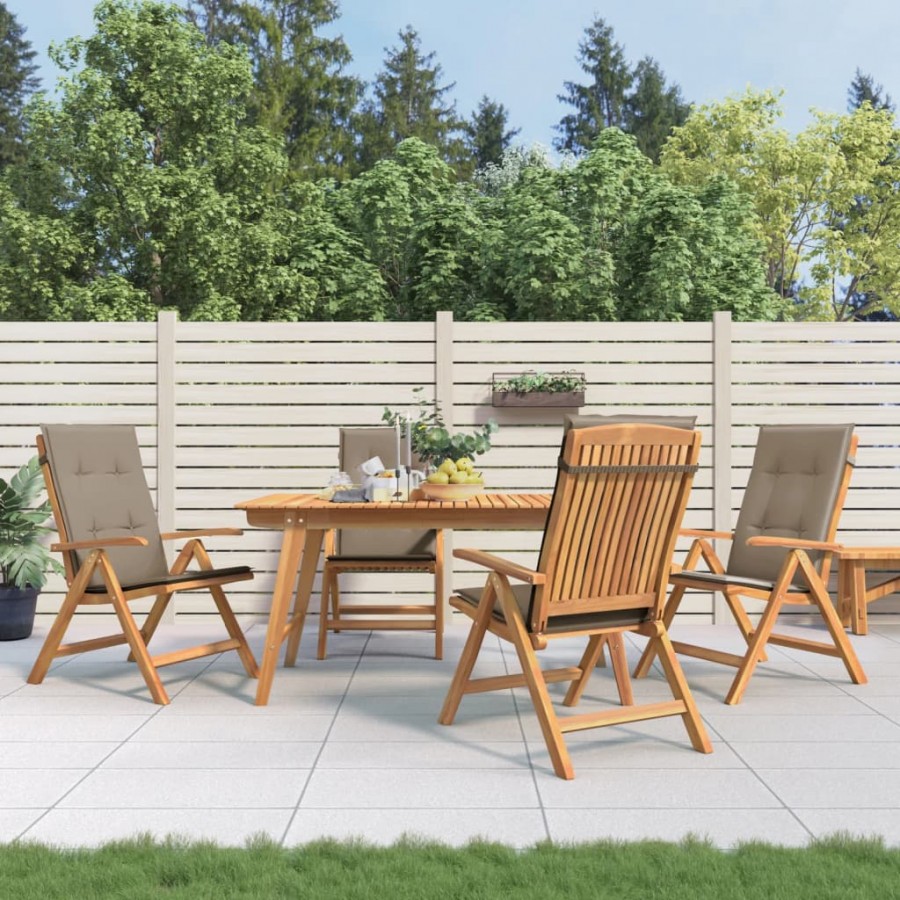 Chaises de jardin inclinables 4pcs et coussins bois massif teck