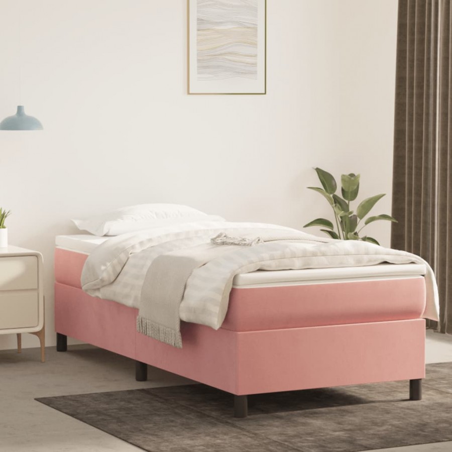 Cadre de lit et matelas Rose 80x200 cm Velours