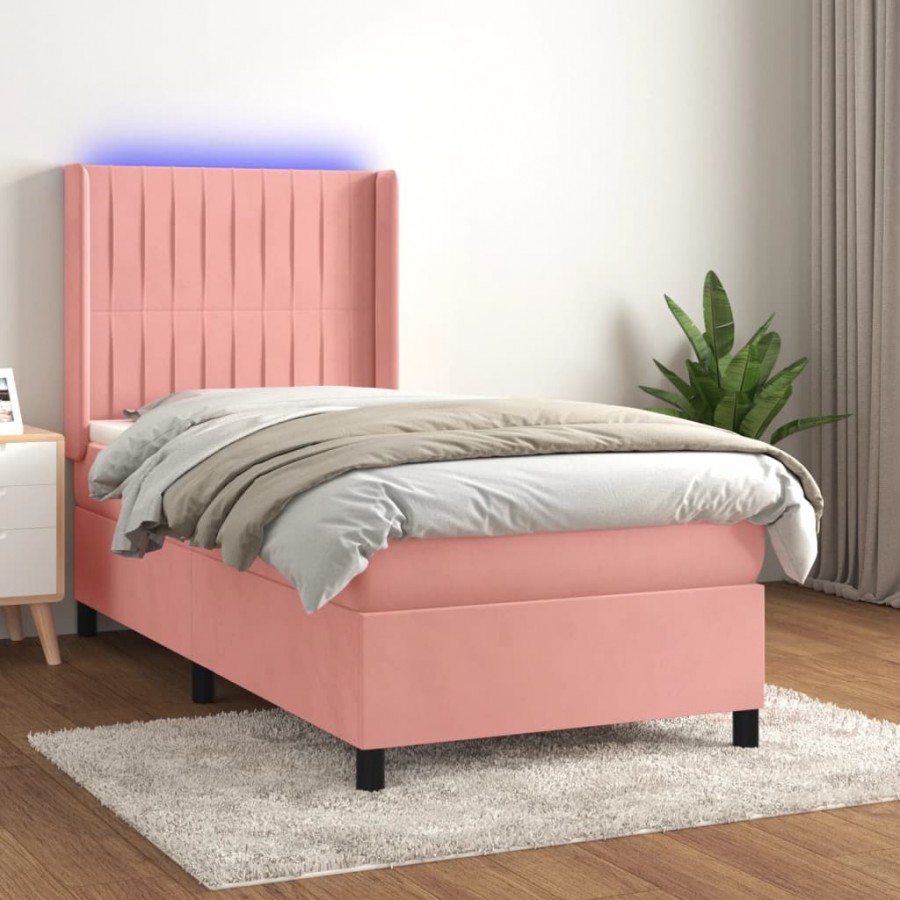 Cadre de lit matelas et LED Rose 80x200 cm Velours