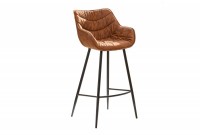 Tabouret de bar design scandinave coloris marron antique en microfibre