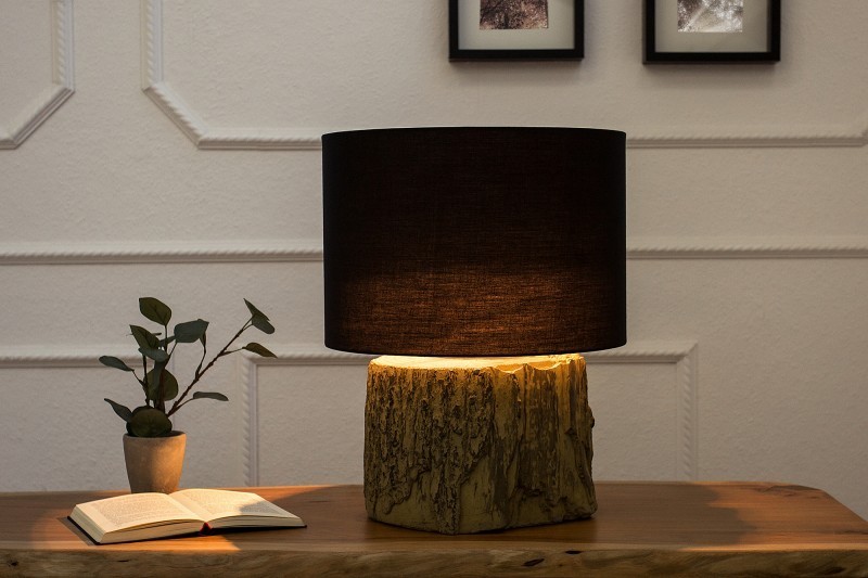 Lampe à poser contemporaine de 40cm coloris noir en laine et en béton