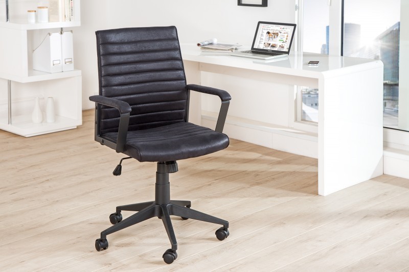 Fauteuil de bureau à roulettes confortable en microfibre coloris noir