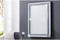 Miroir mural 90 cm design avec strass peint argent